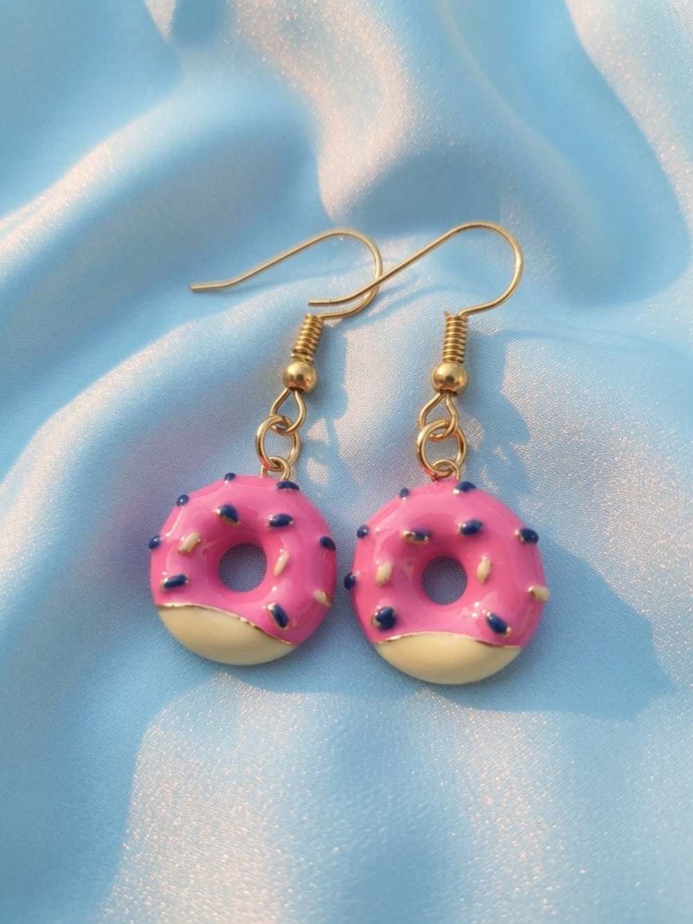 🍩 Hot Pink Donut Earrings with Sprinkles | Cute Glazed Doughnut Dangle Earrings
